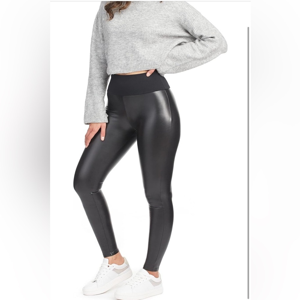 SPANX shaping leather black Leggings